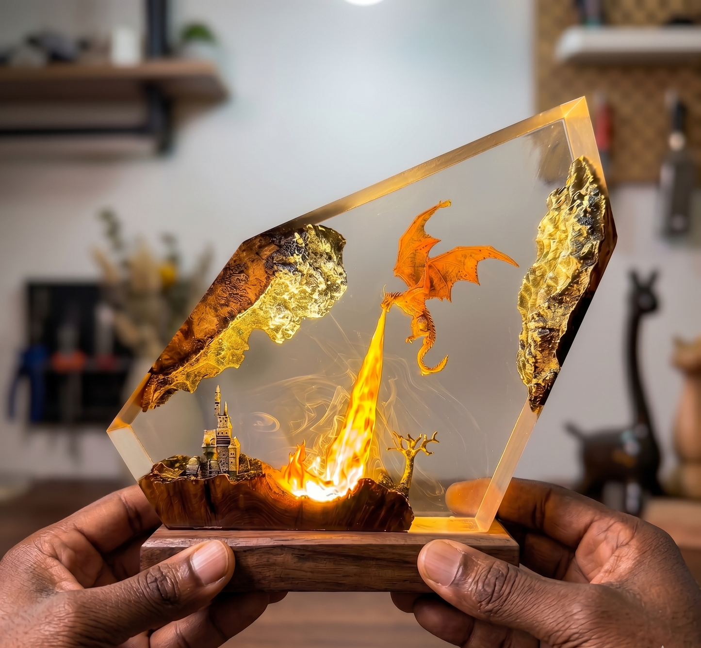 The Hobbit: Smaug Burns the Lake-town Resin Lamp